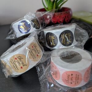 Thank You Sticker Rolls, 2 Sets, 500 Pcs Each, 1" Dia